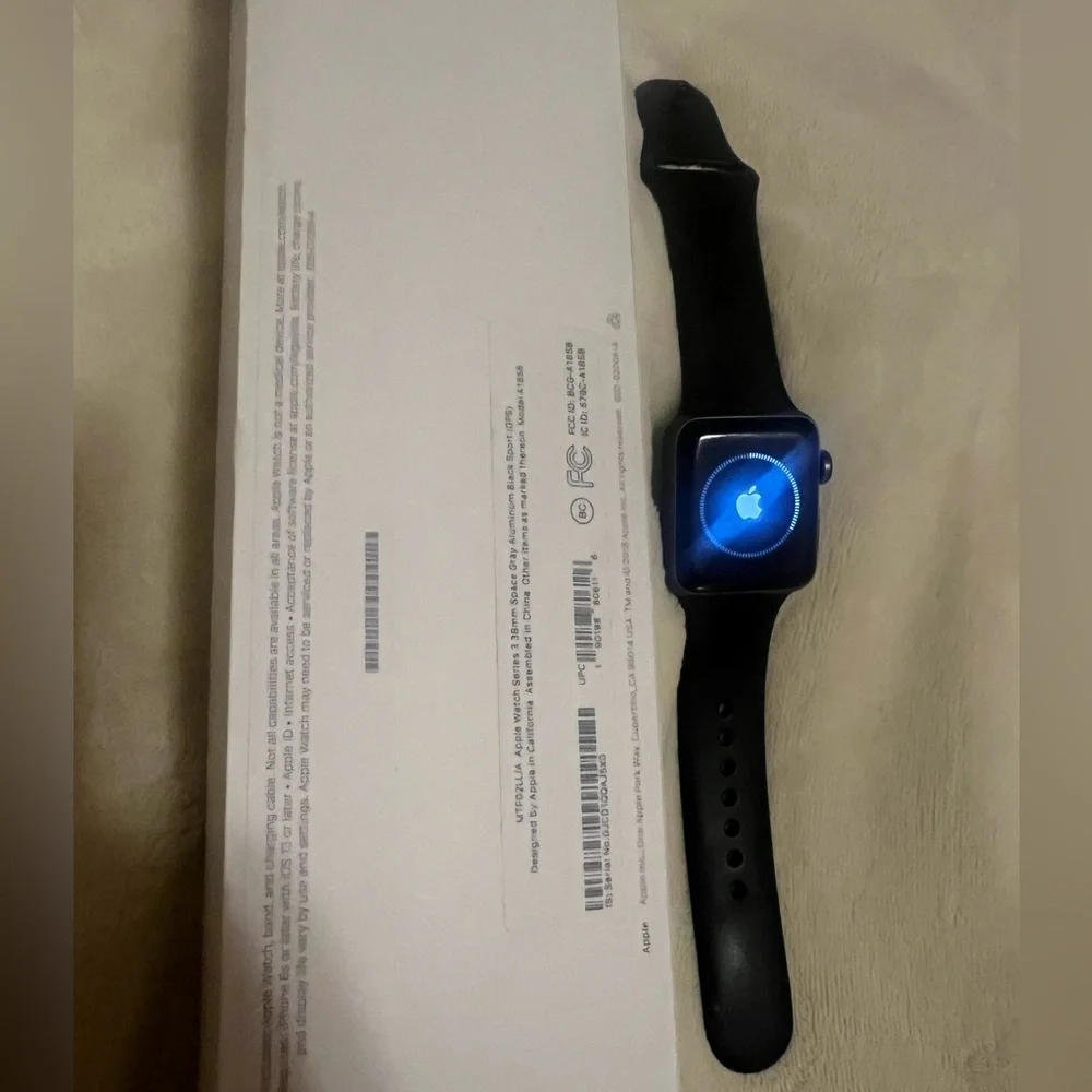 Apple Watch Series 3 38mm Smart watch w/Space Gray Aluminum Case & Black Band